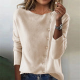 Sheintemu Autumn And Winter Round Collar Long-Sleeved Button Sweater New