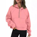Autumn And Winter New Fashion Leisure Sports Semi-Zip Hooded Short Plus Velvet