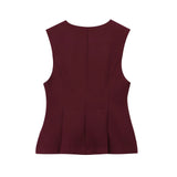 And Winter New Short Skirt Hem Sleeveless Folding Top
