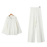 Women's INS Burst Street Style Loose-Fitting Collar High-Waisted Trousers Knitted Sweater