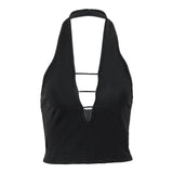 Zingj New Summer Street Trend Sexy Deep Back V Slim Show Thin Sleeveless