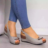 Summer Large-Size Women's Shoes Hot Heeled Fish Mouth Buckle Sandals