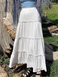 Solid Color Tiered Midi Skirt- Outfit