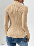 Women's Knitwear Fashion Temperament Thread Under The Fork Long Sleeve Solid Color