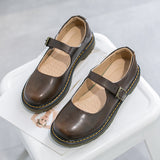 Leather Shoes Women Retro Women 2025 Spring College Wind Flat-Soles Retro Shoes Students Literary Style