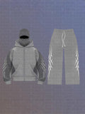 Street Color Double Hat Design Letter Hooded Cardigan Autumn And Winter Loose Y2K Sweater