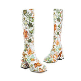 Colorful Floral Square Toe BootsOutfit