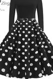 Dot Elegant Party Dresses Women Long Sleeve Winter Dress Big Swing Rockabilly Vintage Dress Casual Christmas