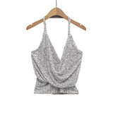 Women's Clothing INS Net Red Explosive Pure-Want Hot Babes Lint Hanging Neck Slings Vest