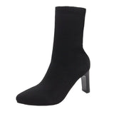 Yards Socks Elastic Boots Coarse With Square Head In Velvet Skinny Skinny Boots