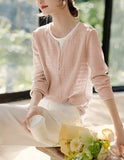 Fake Two Splicing Texture T-Shirt Girl 2025 Spring Intellectual Elegant Texture Sense Thin Age