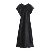 2025 New Women's Silk Satin Texture Pure Color Sleeveless Long MIDI Dress