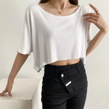 Zingj Trend Women's Wear Summer New Round-Neck Half-Sleeved T-Shirt Style Short Navel