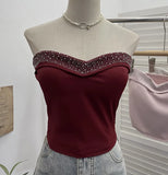 Design Sense Of Small Heavy Industry Drilled With Chest Pad Inside The Bottom Of The Coat Short Vest Woman