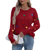 And Winter Knitted Fashion Color Love Long-Sleeved Collar Collar Sweater
