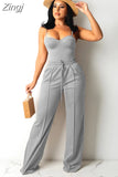 Sexy Casual 2 Piece Set Women Workwear Sleeveless Crop Tops High Waist Wide Leg Pants Suit Office Lady Party