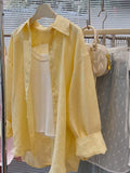 Lazy Goose Yellow Linen Sunscreen Shirt Women 2025 Summer New Korean Version Of Loose Cotton