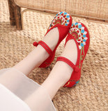 Zingj Wind National Wind Canvas Embroidered Cloth Shoes Women's Shoes Single Shoes A Word Buckle Low Heel Mother