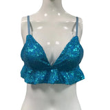 Style Sequins Show Hot Blouse DS Nightclub Stage Lotus Leaf Edge Suspender Navel