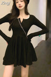 Sleeve Dress Women Casual Sexy Spicy All-match Solid Mini Breathe Vestidos Tender Retro Street Wear Clothing Schoolgirl