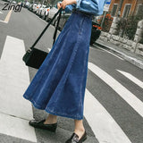 Women High Waist Pleated Medium-long Fashion Chic Korean Style All-match Elegant Office Ladies Simple High Waist