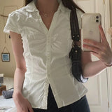 Zingj Desire Girl Casual Wind White Jacket 2023 Summer Design Sense After The Strap Show Thin Basic Shirt