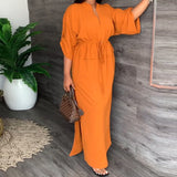 New Women's Temperament V Tie With Loose Leisure Large-Size Dress