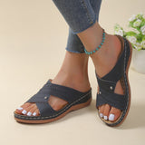 New Cool Drag Female Explosion Slope With Lady Large-Size Slippers Mother Shoes Roman Style