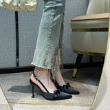High Heels Women's Fine Heel 2025 Spring And Summer New Baotou Champagne-Colored Satin Evening Temperament Sandals