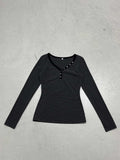 Fashion Stripes Bumpy Round Collar Foundation Long-Sleeved Hottie Slimming Short