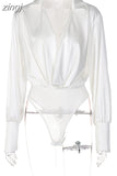 Women's 2023New Fashion Sexy V-neck Long-sleeve Jumpsuit Summer Stitching Bottoming Top Women Club Party Streetwear