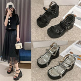 Cake Thick Bottom Heel Sandals Summer New Rivets Word With Open-Shoe High-Heeled Roman Shoes Wearing Beach