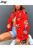 new American retro letter print jacket coat women Y2K high street fashion trend baseball uniform couple casual loose