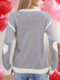 Autumn And Winter Hot Sweater Women Hit The Color Love Peach Collar Knitted Jersey Valentine's