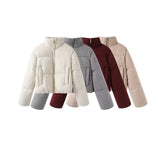 New Fashion Temperament Women's Knitted Fabric Standing Collar Warm Cotton Suit
