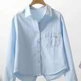 Shirt Women 2025 Spring And Autumn New Embroidery Letter Pocket Loose Casual Shirt Women Casual
