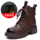 Layer Of Cowhide Martin Boots Women 2025 Autumn And Winter New Thick-Bottomed Fashion Light, Anti-Slip Coarse And Leather Short