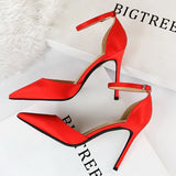 Shoes Green Blue Women Pumps Fashion Women Office Shoes Sexy High Heels Silk Stiletto Heels Women Sandals Plus Size