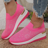 Women's Shoes 2025 New Round Head Slope And Fashion Hot Diamond Sports Leisure Pedal Women's