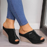 Code 35-45 Cool Slippers 2025 Summer Denim Slope And Fish Mouth Slippers Casual Women's