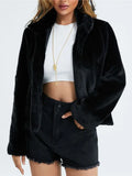 Women's Winter Warm Imitation Kite Rabbit Wool Coat Plush Collar Imitation Fur Short