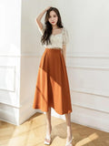 Women's Skirt Mid-length Skirts 2023 Summer High-waisted Skirts Black Long Skirt with Side Pocket Pleated Woman