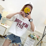 Zingj Top Female 2024 Summer Korean Version Loose Ins Hong Kong Wind White Short-Sleeved Big T-Shirt Web Celebrity Half Sleeve