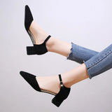 Heel Women's 2025 New Working Shoes Women Black Light Mouth Empty Single Shoes Female Buckle Net Red