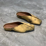 Half Slippers Women Wear 2025 Summer New Chinese Style Bamboo Tie Flat Bottom Muller Leisure Cold