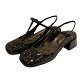 Sandals Female 2025 Summer New Fashion Temperament Fairy Lacquer Leather Mary Jane Women's Shoes Shallow High