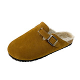 Large-Size Bag Head Thick-Bottom Cotton Slippers Women Plus Velvet Cork Dragged Lazy Man Velvet