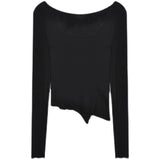 Zingj T-Shirt Women's Autumn Tight Slim Long Sleeve Bottom Shirt 2024 New Short Design Sense Student