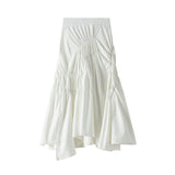 Half-Dress Girl Spring And Summer 2025 New Ins Super Fire Black White Folded Long Skirt