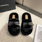 Fire Fur Slippers Women Wear 2025 Spring And Autumn New High-End Thick Background To Increase The Word Cotton